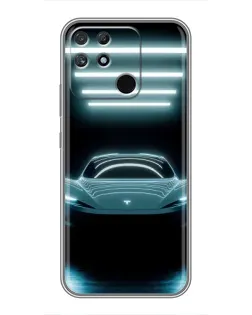 Чехол для Realme NARZO 30A с картинкой «Tesla в неоне»