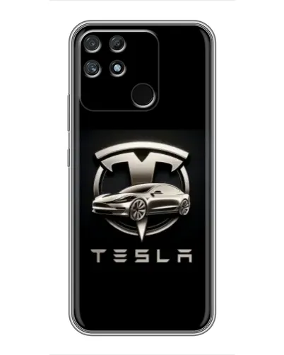 Чехол для Realme NARZO 30A с картинкой «Tesla — серебристое авто» Чехол для Realme NARZO 30A с картинкой «Tesla — серебристое авто»