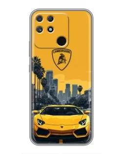 Чохол для Realme NARZO 30A з картинкою «Жовтий Lamborghini місто»