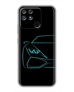Чохол для Realme NARZO 30A з картинкою «Блакитний силует Lamborghini»