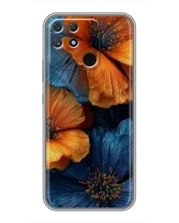 Чохол для Realme NARZO 30A з картинкою «Яскрава синьо-помаранчева флора»