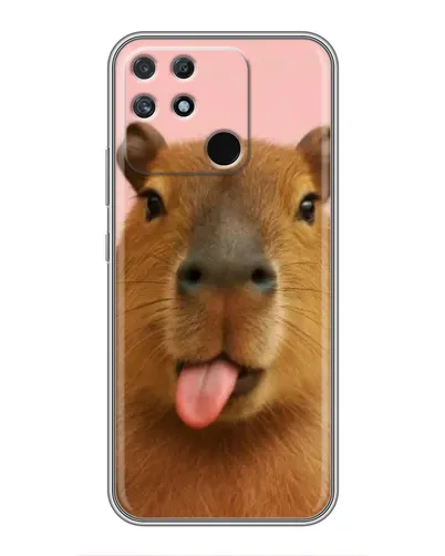 Чехол для Realme NARZO 30A с картинкой «Капибара с языком»