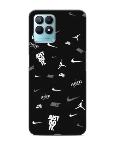 Чехол для Realme NARZO 50 с картинкой «Nike Black Pattern»