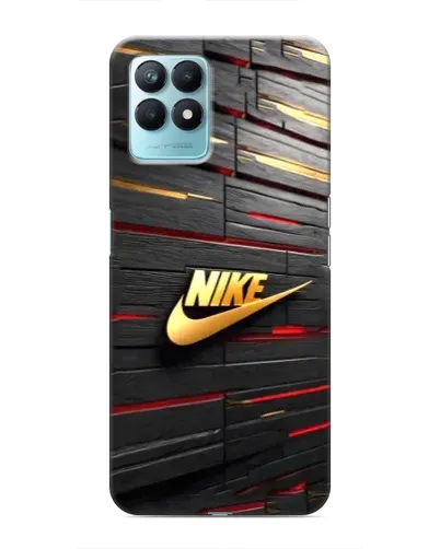 Чехол для Realme NARZO 50 с картинкой «Золотой Nike на металле»