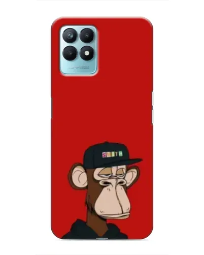 Чехол для Realme NARZO 50 с картинкой «Bored Ape — красный фон»