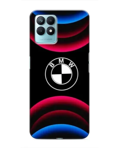 Чехол для Realme NARZO 50 с картинкой «Логотип BMW и неоновые дуги»