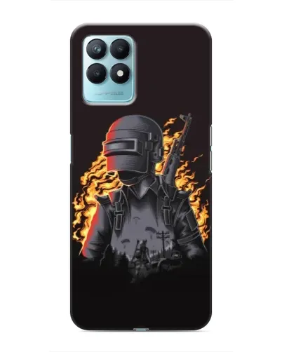 Чехол для Realme NARZO 50 с картинкой «PUBG — огненный силуэт»