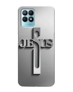 Чехол для Realme NARZO 50 с картинкой «Металлический крест Jesus»