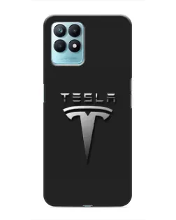 Чехол для Realme NARZO 50 с картинкой «Стальной логотип Tesla»