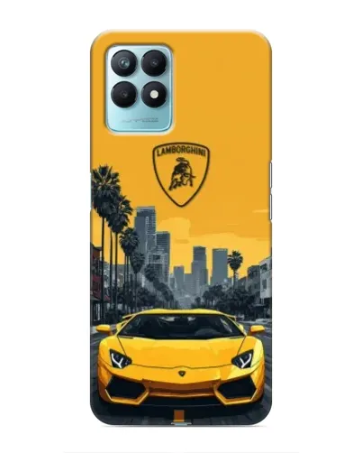 Чехол для Realme NARZO 50 с картинкой «Желтый Lamborghini город»
