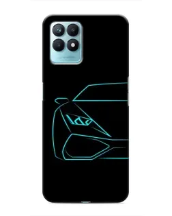 Чехол для Realme NARZO 50 с картинкой «Голубой силуэт Lamborghini»