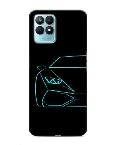 Чехол для Realme NARZO 50 с картинкой «Голубой силуэт Lamborghini»