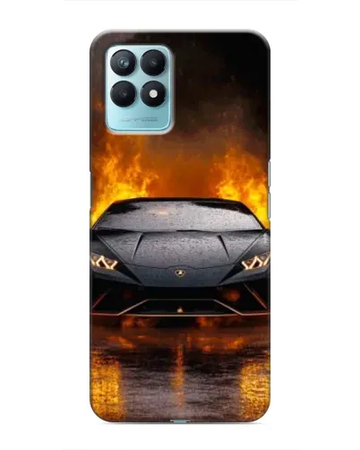 Чехол для Realme NARZO 50 с картинкой «Lamborghini в огне»