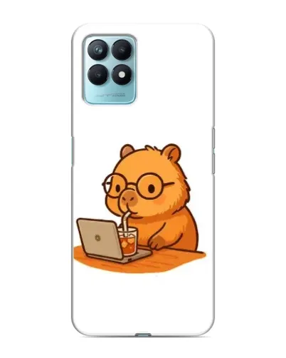 Чехол для Realme NARZO 50 с картинкой «Капибара с ноутбуком»