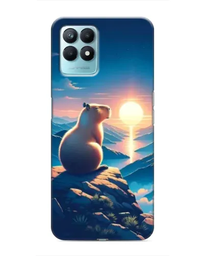 Чехол для Realme NARZO 50 с картинкой «Закат солнца с капибарой»