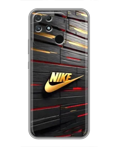 Чохол для Realme NARZO 50A з картинкою «Золотий Nike на металі»
