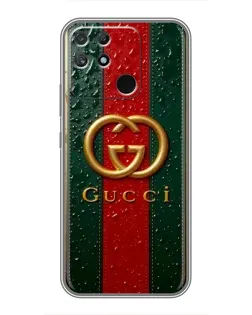 Чехол для Realme NARZO 50A с картинкой «Gucci — фирменная полоса и золото»