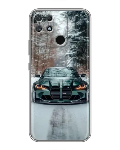 Чехол для Realme NARZO 50A с картинкой «BMW в зимнем лесу»