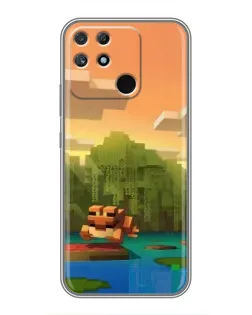 Чохол для Realme NARZO 50A з картинкою «Майнкрафт захід сонця»