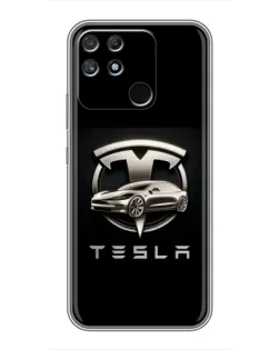 Чохол для Realme NARZO 50A з картинкою «Tesla — срібне авто»
