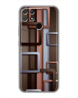 Чохол для Realme NARZO 50A з картинкою «Коричневі об'ємні квадрати»