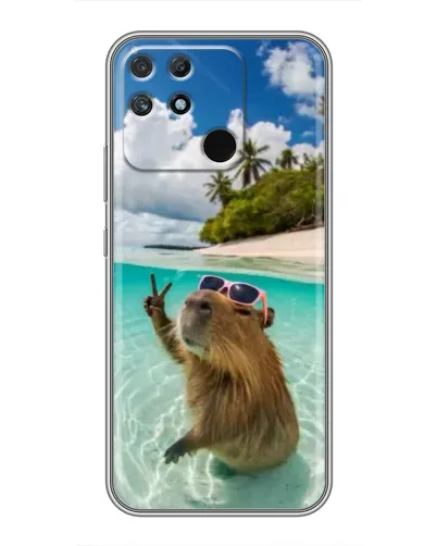 Чехол для Realme NARZO 50A с картинкой «Капибара на море»