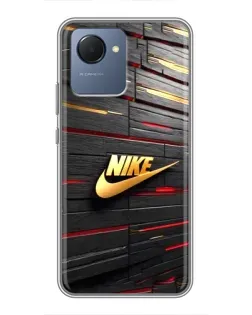 Чехол для Realme NARZO 50i Prime с картинкой «Золотой Nike на металле»