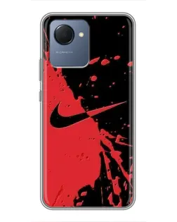 Чехол для Realme NARZO 50i Prime с картинкой «Красные брызги Nike»