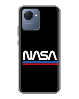 Чехол для Realme NARZO 50i Prime с картинкой «NASA — классика Red Blue» Чехол для Realme NARZO 50i Prime с картинкой «NASA — классика Red Blue»