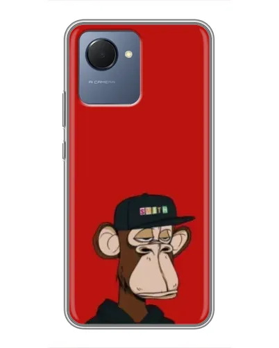 Чехол для Realme NARZO 50i Prime с картинкой «Bored Ape — красный фон»