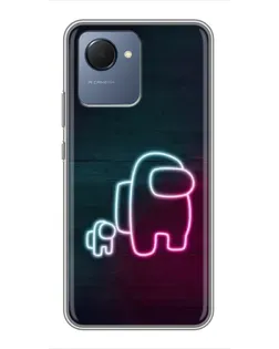 Чехол для Realme NARZO 50i Prime с картинкой «Among Us неон-арт»