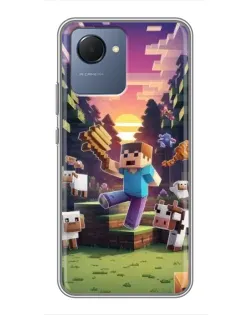 Чехол для Realme NARZO 50i Prime с картинкой «Стив на ферме»