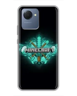 Чехол для Realme NARZO 50i Prime с картинкой «Minecraft Diamond лого»