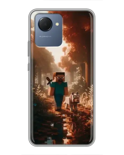 Чехол для Realme NARZO 50i Prime с картинкой «Стив в лесу» Чехол для Realme NARZO 50i Prime с картинкой «Стив в лесу»