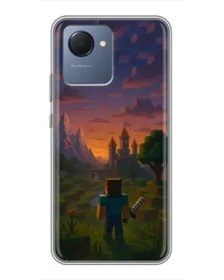 Чехол для Realme NARZO 50i Prime с картинкой «Стив у башни»