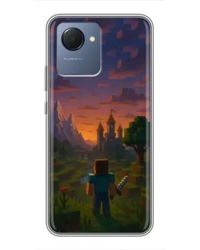Чехол для Realme NARZO 50i Prime с картинкой «Стив у башни» Чехол для Realme NARZO 50i Prime с картинкой «Стив у башни»