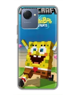Чехол для Realme NARZO 50i Prime с картинкой «Губка Боб Minecraft»