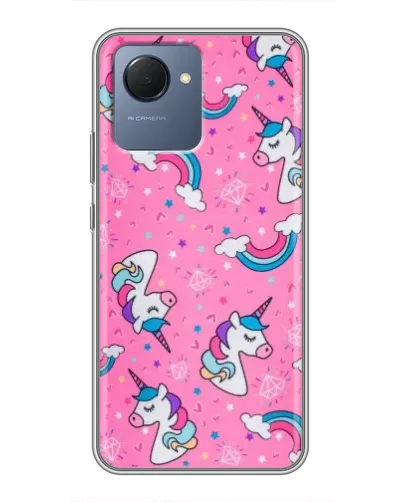 Чехол для Realme NARZO 50i Prime с картинкой «Unicorn паттерн розовый» Чехол для Realme NARZO 50i Prime с картинкой «Unicorn паттерн розовый»
