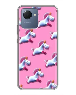 Чехол для Realme NARZO 50i Prime с картинкой «Единороги на розовом»
