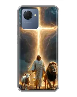 Чехол для Realme NARZO 50i Prime с картинкой «Лев Иуды и Свет» Чехол для Realme NARZO 50i Prime с картинкой «Лев Иуды и Свет»