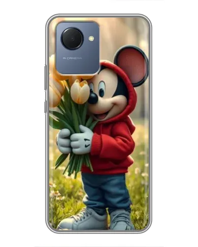 Чехол для Realme NARZO 50i Prime с картинкой «Микки с тюльпанами» Чехол для Realme NARZO 50i Prime с картинкой «Микки с тюльпанами»
