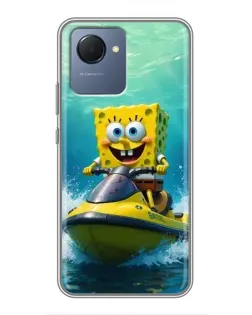Чехол для Realme NARZO 50i Prime с картинкой «Спанч Боб на гидроцикле»