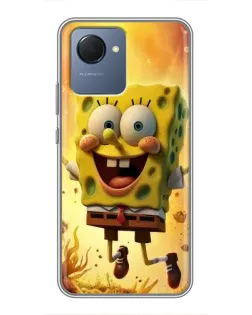 Чехол для Realme NARZO 50i Prime с картинкой «Губка Боб прыгает»