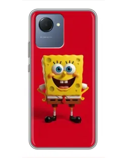 Чехол для Realme NARZO 50i Prime с картинкой «Спанч Боб на красном»