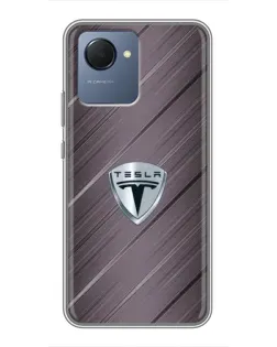 Чехол для Realme NARZO 50i Prime с картинкой «Металлическая текстура Tesla»