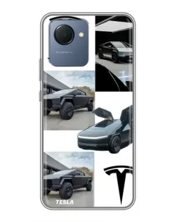 Чехол для Realme NARZO 50i Prime с картинкой «Коллаж Cybertruck Tesla»