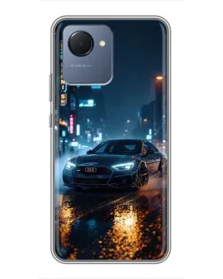 Чехол для Realme NARZO 50i Prime с картинкой «Ночной город и Audi»
