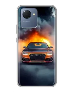 Чехол для Realme NARZO 50i Prime с картинкой «Audi в огненном дыму»
