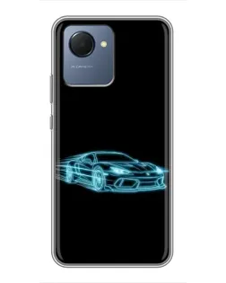 Чехол для Realme NARZO 50i Prime с картинкой «Неоновый контур Lamborghini»