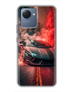 Чехол для Realme NARZO 50i Prime с картинкой «Lamborghini красный дым»